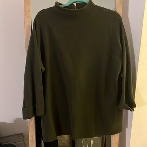 Olive green Tahari mock neck sweater